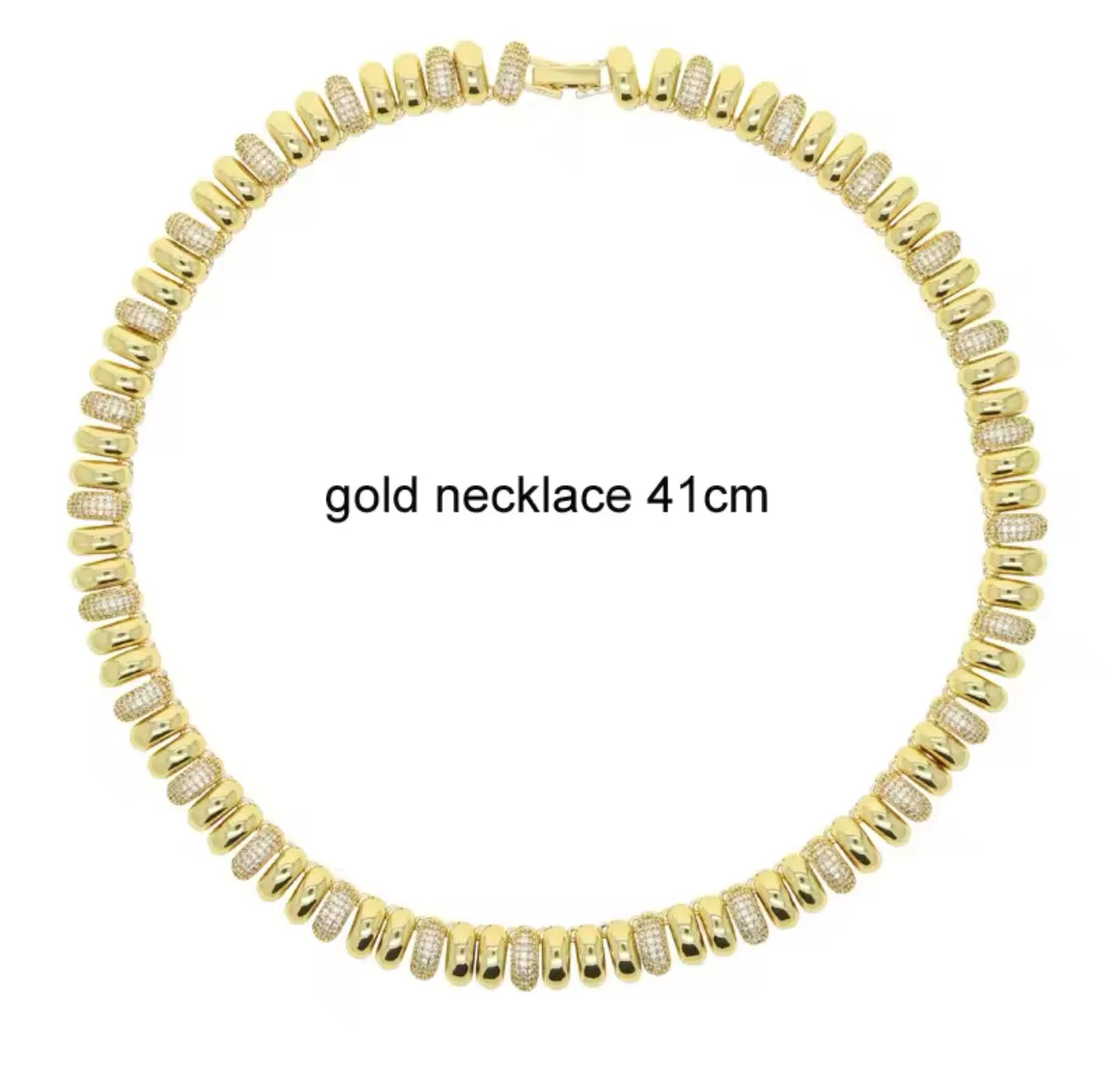 Scale necklace studded with zirconia